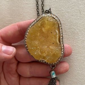 Yellow faux geode necklace